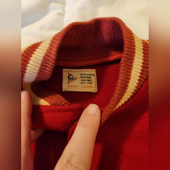 Vintage 1950s Wool Kids University Jacket Red Large - Picture 4 of 15